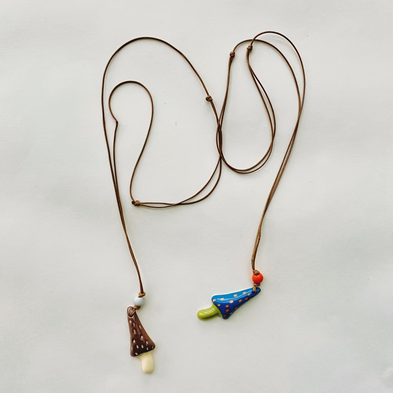Jingdezhen Ceramic Mushroom Ethnic Art Style Pendant Necklace